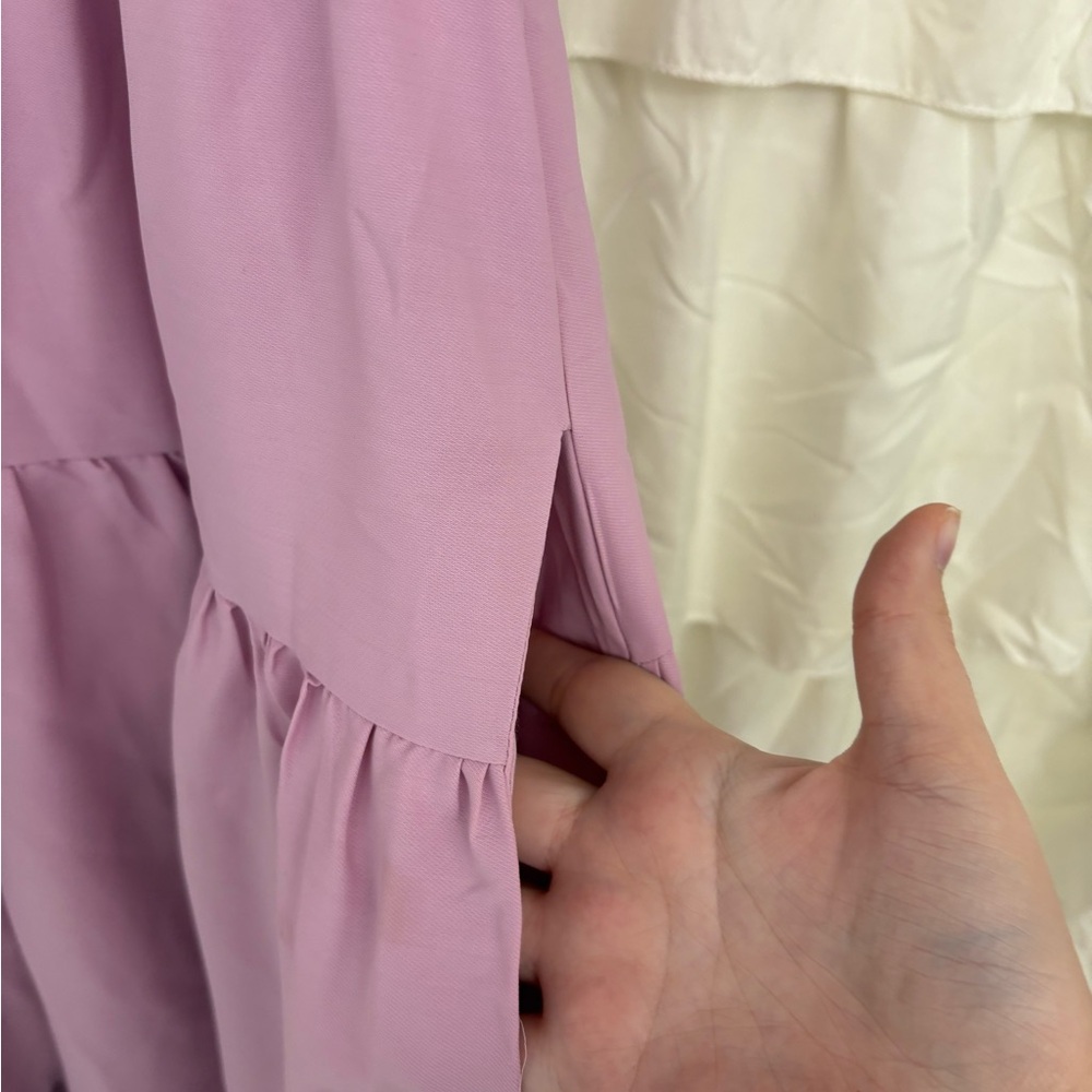 Purple Ruched Puff Sleeve Midi Sundress - Picture 3 of 6